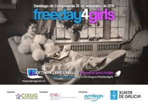 Por fin podemos participar nun evento sobre o rol da muller no eido do software libre! Unha xornada que terá lugar o vindeiro día 26 de setembro de 2014 en Santiago. Apúntate en http://osl.cixug.es/freeday4girls/